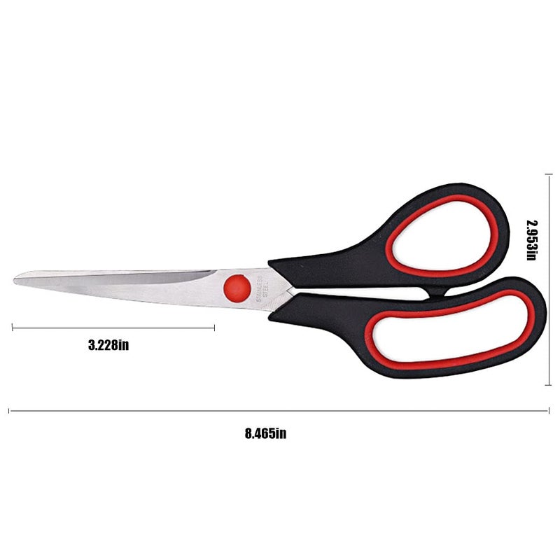 Dice red Scissors, Multipurpose office Scissors,8.5 Inch Ultra Sharp Shears, Comfort-Grip Handles Household scissorsï¼ŒSturdy Sharp Craft Supplies - Pack of 5, Right/Left Hande - Image 2