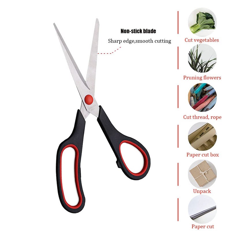 Dice red Scissors, Multipurpose office Scissors,8.5 Inch Ultra Sharp Shears, Comfort-Grip Handles Household scissorsï¼ŒSturdy Sharp Craft Supplies - Pack of 5, Right/Left Hande - Image 4
