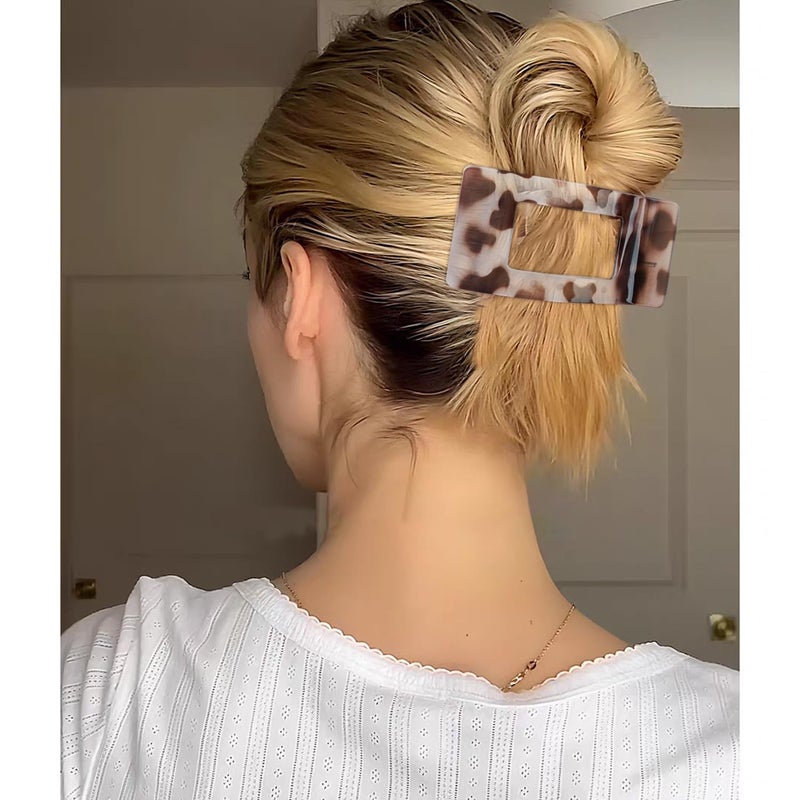 Velscrun Flat Hair Clips for Women Girls, 2 Styles 8 Pcs Lay Flat Claw Clips, Strong Hold French Duck Billed Large Side Hair Jaw Clip for All Hair Types, Non Slip Grip for Daily Styling Tortoise - Image 3