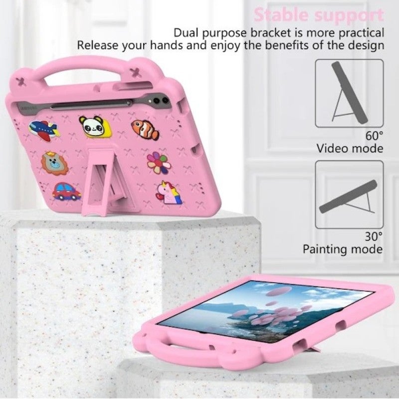 Tablet Protector: Pink EVA Material Anti-Drop Case - Cartoon Design DIY Handheld Bracket for Samsung Tab S9 Fe+12.4 Kids On-the-Go Use - Image 1