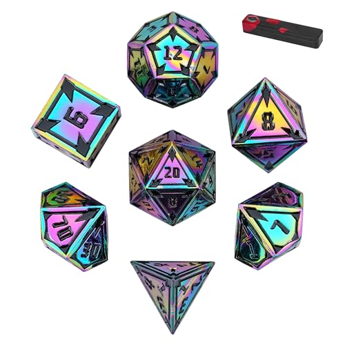 UDIXI Metal Dice Set DD 7Piece Heavy Metallic DND Dice Set RPG Set with Gorgeous Gift Case for Role Playing Game and Tabletop Game Colorful - Image 1