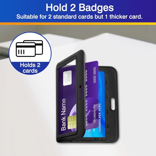 Ceemiaa 3-Pack Horizontal Hard Plastic ID Badge Holders – Double-Sided Black Card Case for Office, School, Credit & Access Cards - Image 2