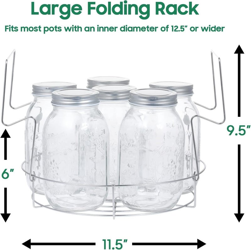 HOMKULA Stainless Steel Canning Pot with Rack and Lid, Large Water Bath Canner, Full Home Canning Supplies Starter Kit (20 Quarts, Green) - Image 4