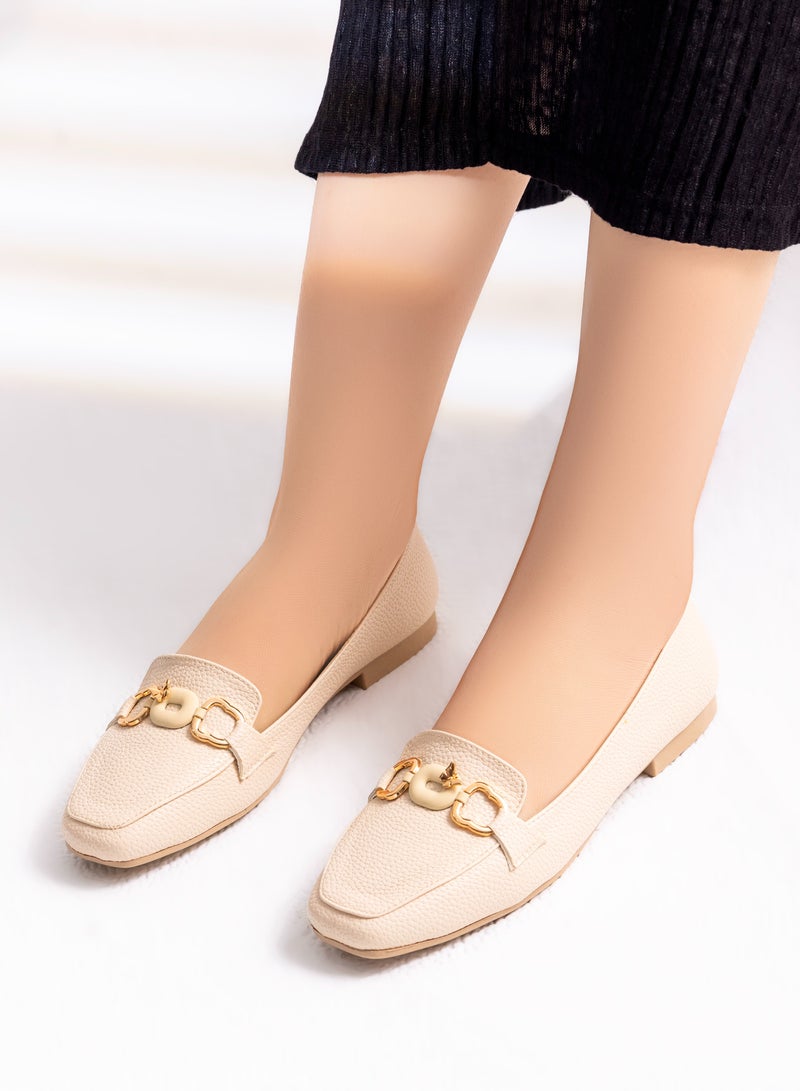 باليرينا جلد مسطح مع الفراشة - BN-507 - بيج