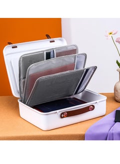 Excefore Plastic Storage Bin with Lid Portable Project Case with Handle Waterproof Document Bag File Storage Bag for Home Business Trips Separation Design All round Organize and Protect Documents  - Image 2