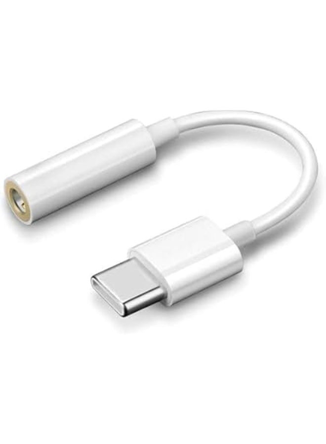 Type-C to 3.5mm audio jack adapter/connector, white - Image 1