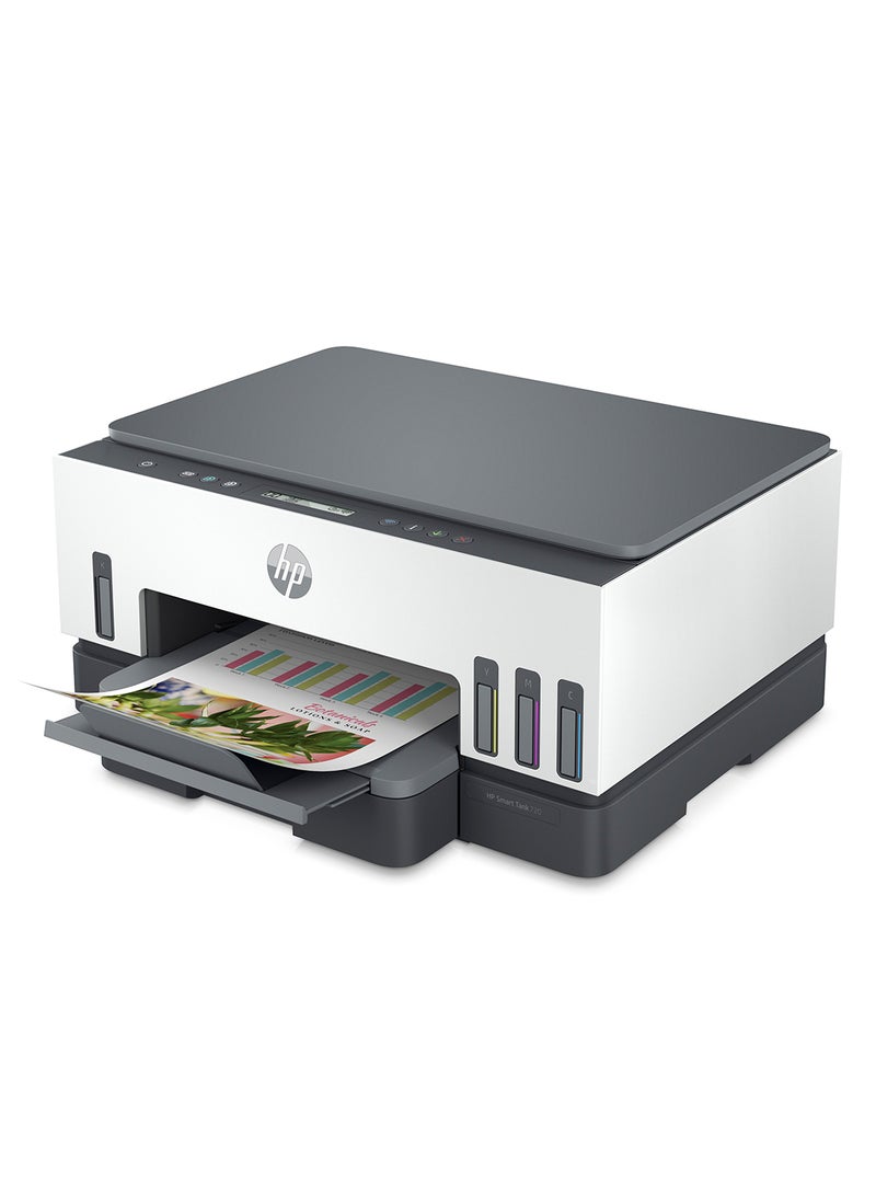 HP طابعة سمارت تانك 720 الكل في واحد للطباعة اللاسلكية/ الطباعة/ المسح الضوئي/ النسخ/ الطباعة المزدوجة التلقائية طراز 6UU46A أبيض/رمادي - Image 3