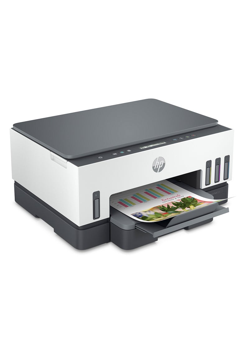 HP طابعة سمارت تانك 720 الكل في واحد للطباعة اللاسلكية/ الطباعة/ المسح الضوئي/ النسخ/ الطباعة المزدوجة التلقائية طراز 6UU46A أبيض/رمادي - Image 5