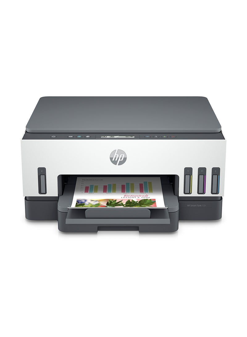 HP طابعة سمارت تانك 720 الكل في واحد للطباعة اللاسلكية/ الطباعة/ المسح الضوئي/ النسخ/ الطباعة المزدوجة التلقائية طراز 6UU46A أبيض/رمادي - Image 4