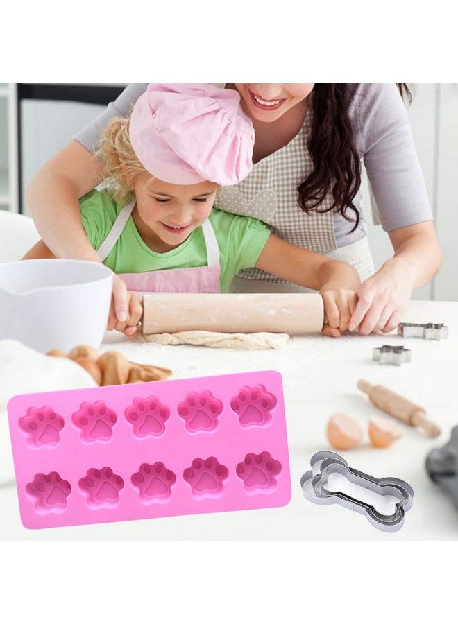 SourceTon 4 Packs Silicone Dog Paw Mold And 3 Packs Stainless Steel Bone Cookie Cutter Sourceton Assorted Sizes Dog Bone Biscuit Cookie For Homemade Treats And Cat Animal Paw Ice Candy Chocolate Baking Mold - Image 4