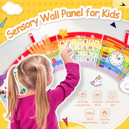 JAYOBGO Montessori Sensory Wall Busy Board  Sensory Wall Panel for Kids Toddler Felt Activity Book Board Toys for 36 Activity Cube Daycare Educational Learning Toys - Image 5