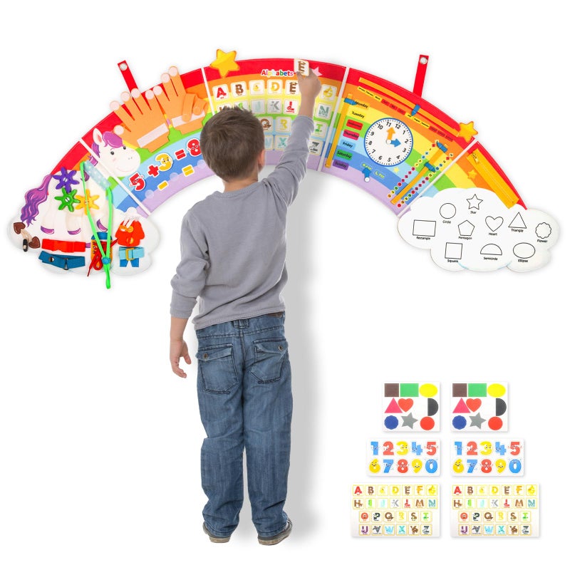 JAYOBGO Montessori Sensory Wall Busy Board  Sensory Wall Panel for Kids Toddler Felt Activity Book Board Toys for 36 Activity Cube Daycare Educational Learning Toys - Image 3