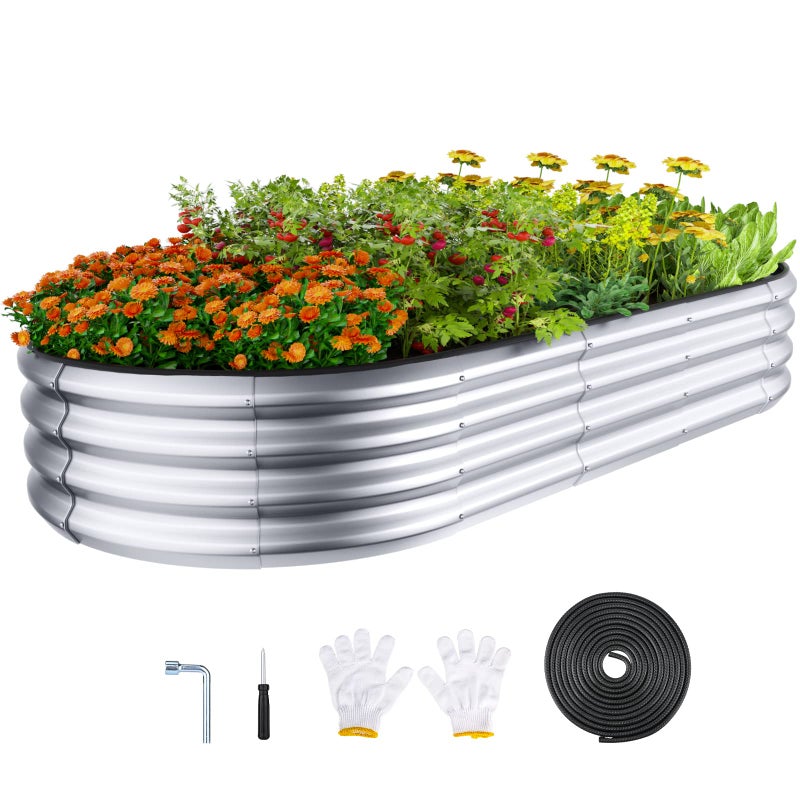 Winpull Raised Garden Bed Kit, 6x3x1 ft Galvanized Planter Box Outdoor with Safety Edging, Large Metal Raised Beds for Gardening Vegetables Flower Herb (Silver) - Image 1