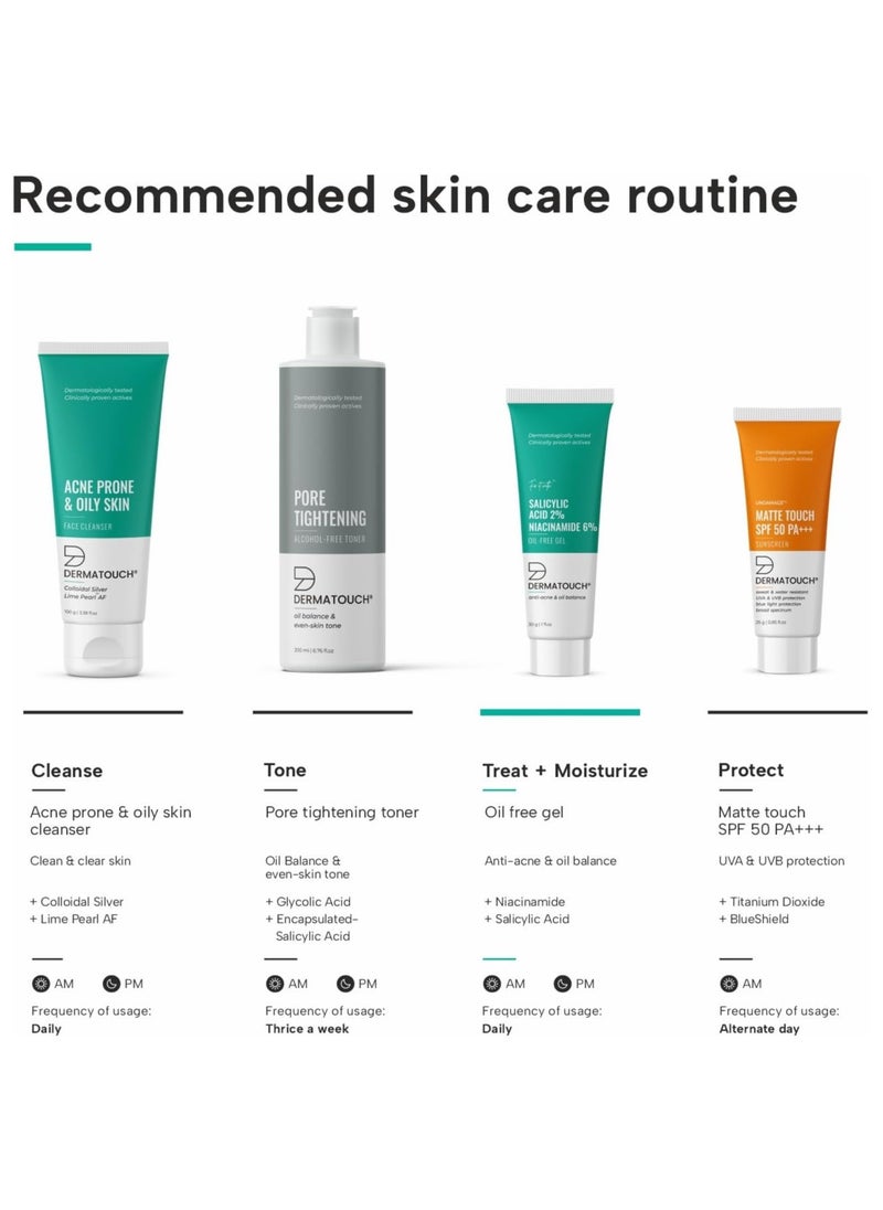 DERMATOUCH - Salicylic Acid 2% Niacinamide 6% Anti-Acne Oil-Free Gel For Active Acne, Oil Balancing, Pore Tightening 30 G (Pack Of 1) - Image 1