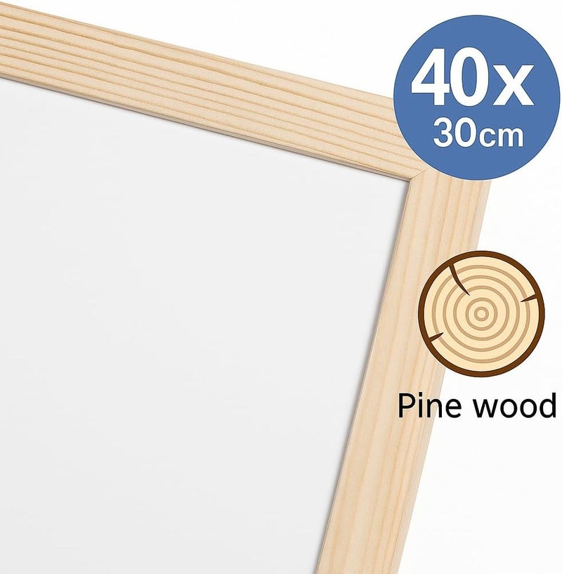 Fitto White Board 30cm x 40cm with Wooden Frame for Home, Office, School, Dry Erase Board - Image 2