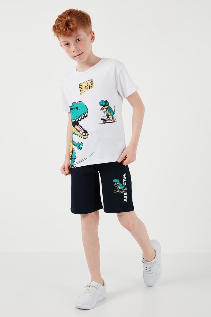 Lela Cotton Regular Fit Crew Neck Top and Bottom Set with Shorts Boy's Suit 6212013 - Image 2