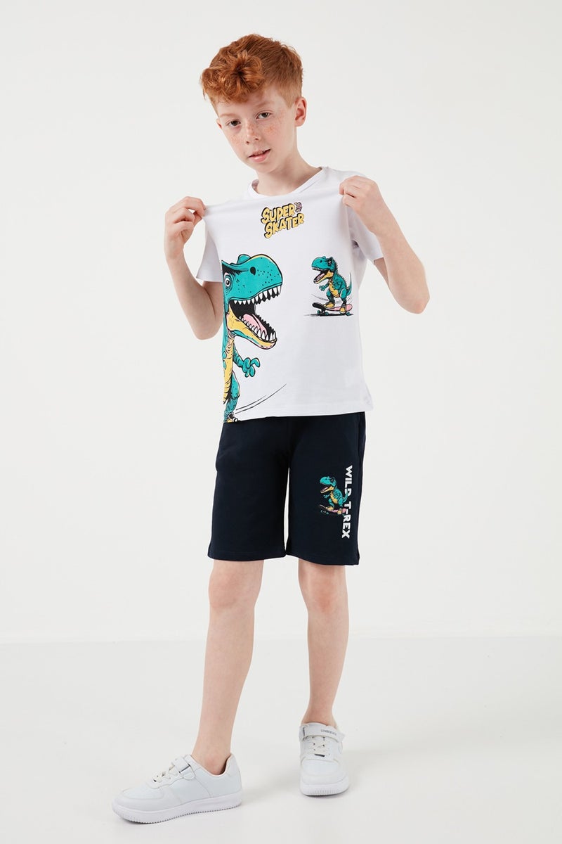 Lela Cotton Regular Fit Crew Neck Top and Bottom Set with Shorts Boy's Suit 6212013 - Image 5