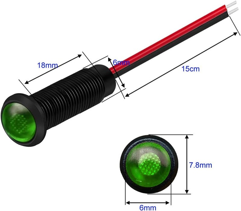 Gebildet 10pcs LED Plastic Indicator Pilot Light 110VAC Mounting Hole Size 6mm(Green) - Image 5