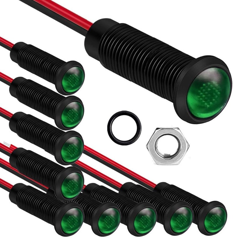 Gebildet 10pcs LED Plastic Indicator Pilot Light 110VAC Mounting Hole Size 6mm(Green) - Image 1