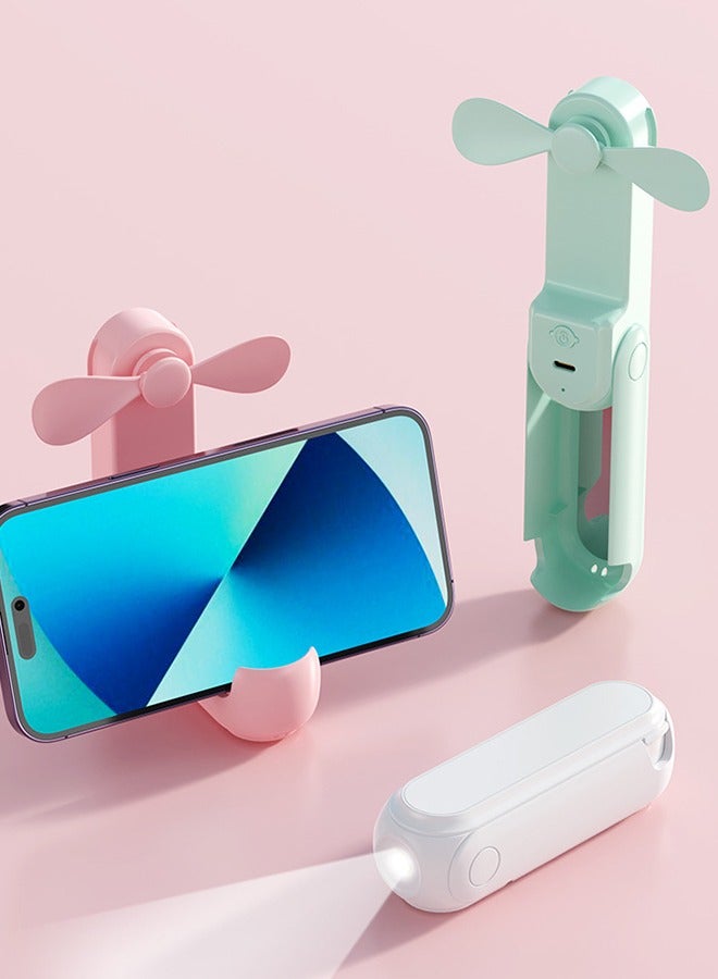 general Handheld Mini Fan With Makeup Mirror, 3 IN 1 USB Rechargeable Portable Fan [12-19 Working Hours] with Power Bank, Flashlight, Pocket Design for Travel/Summer/Concerts/Lash, Gifts for Women (Pink) - Image 2