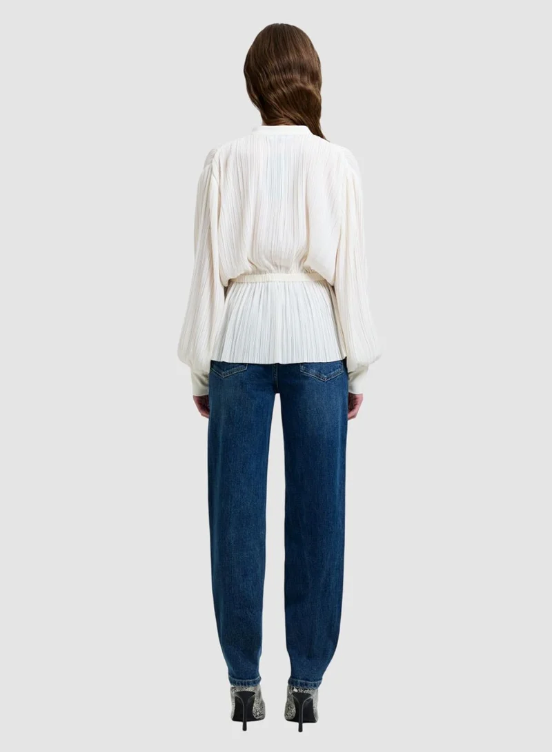 French Connection Noelle Plisse Military Blouse