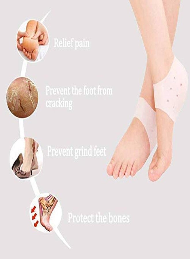 Silicone Heel Protector Socks, Nude, Moisturizing Gel Cushions, One Size, 2 Pieces - Image 5