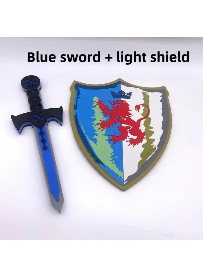Spot Eva Toy Sword Shield Manufacturers Environmental Protection Standard Foam Children's Toy Manufacturers Simulation Model-Color:Blue Sword W029 Shallow Shield W002  - Image 1
