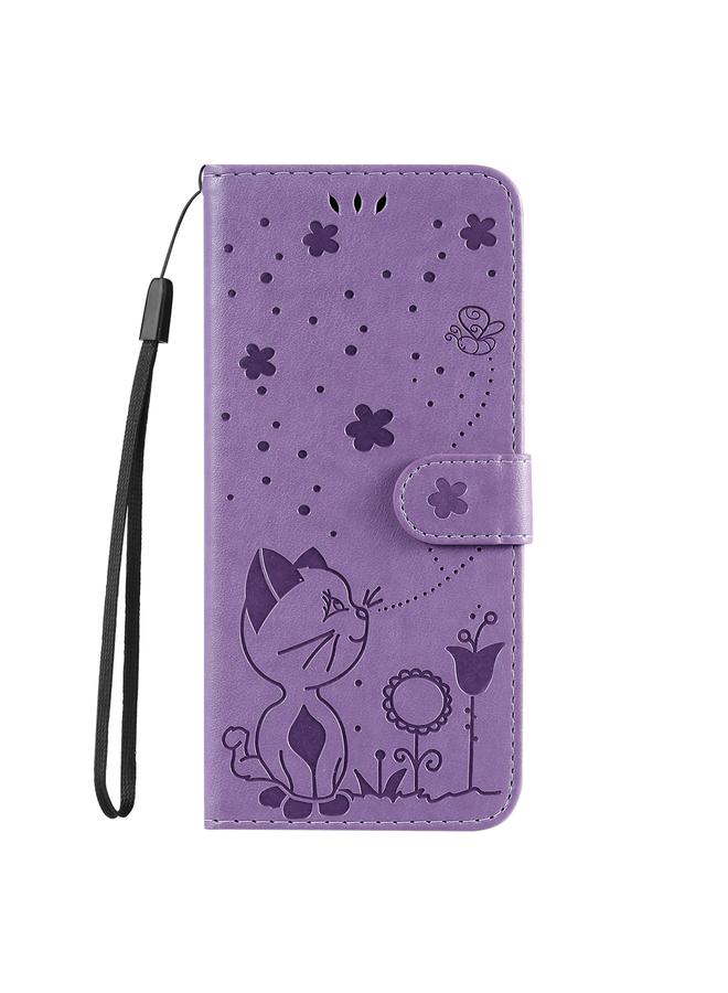 S-TOP Case For Motorola Moto G35 Cat and Bee Embossed Flip Leather Phone Case - Image 3