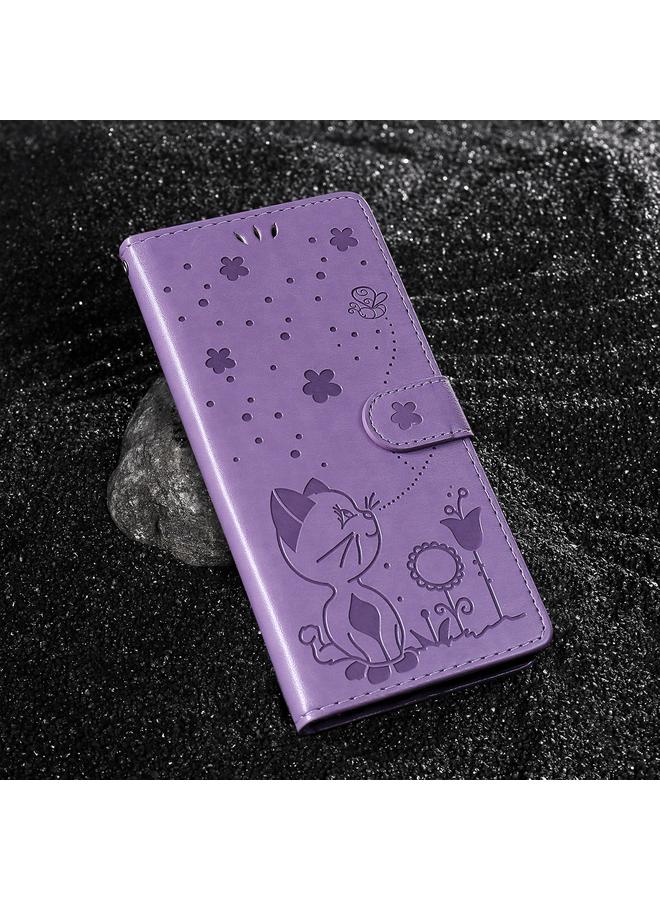 S-TOP Case For Motorola Moto G35 Cat and Bee Embossed Flip Leather Phone Case - Image 2