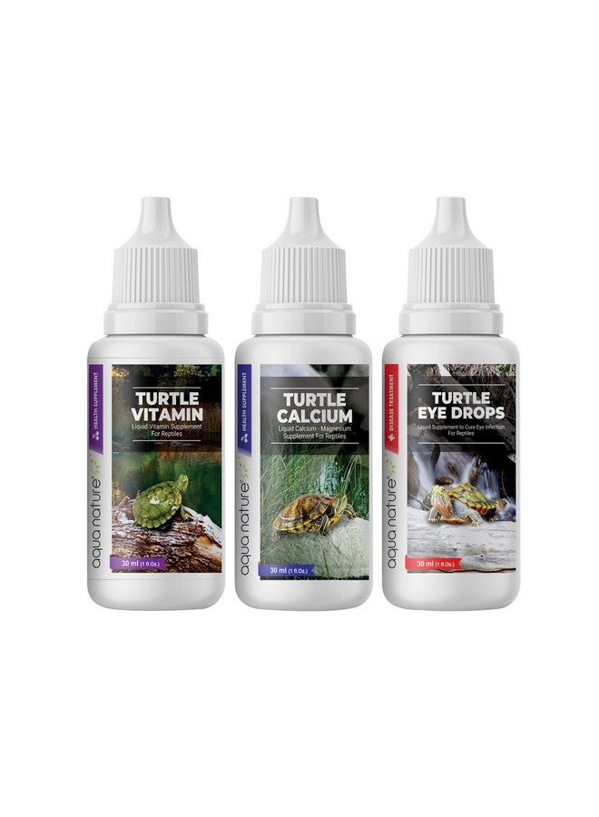 aqua nature قطرات عين السلحفاة من أكوا ناتشر كومبو خاص، كالسيوم السلحفاة وقطرات فيتامين السلحفاة لعلاج العين المتورمة والمصابة ولتقوية القشرة وتوفير الفيتامينات والمعادن الصحية لرعاية السلحفاة (30 مل) - Image 1