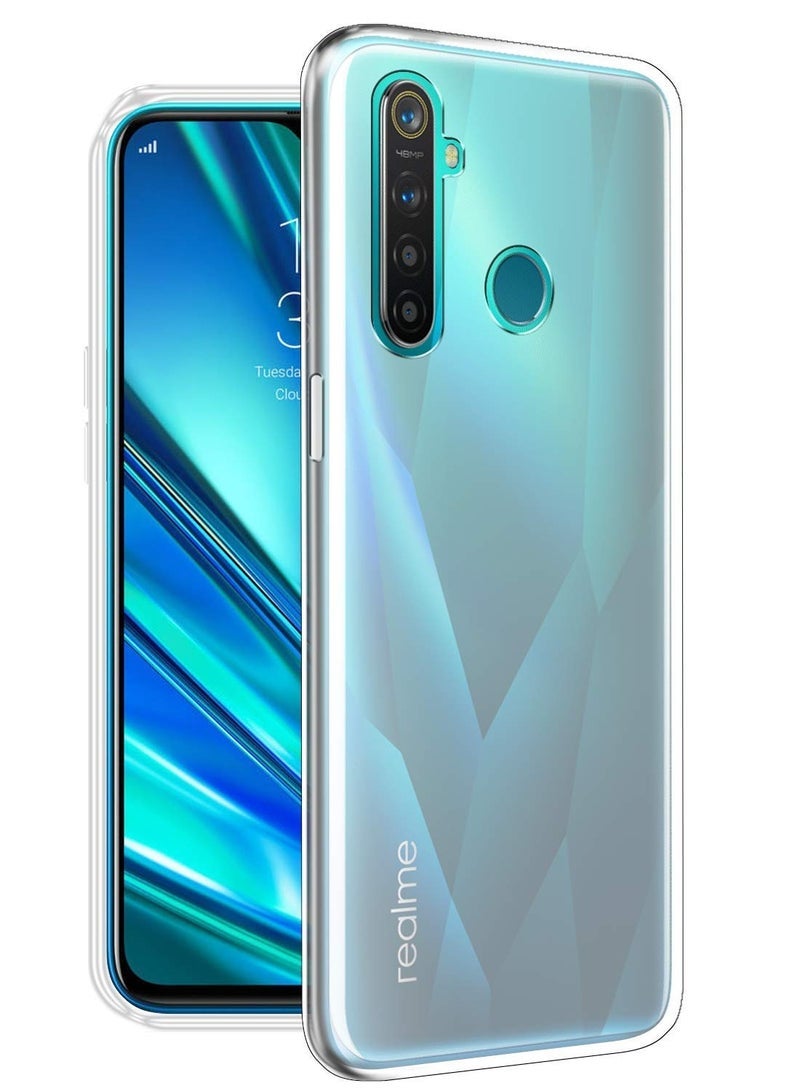 تين تك جراب خلفي شفاف من البلاستيك الناعم المقاوم للصدمات لهاتف Realme 5 Pro - (شفاف) جراب حماية كامل - Image 2