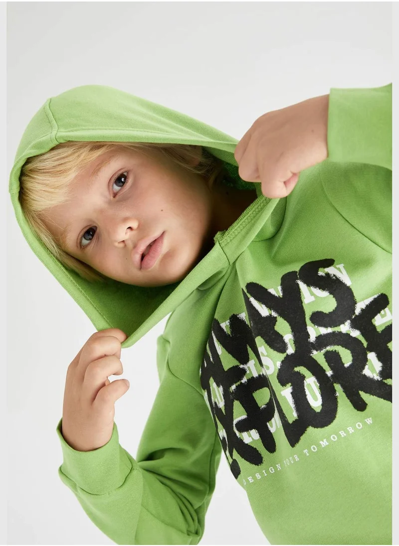 DeFacto Boy Regular Fit Hooded Long Sleeve Knitted Sweatshirt