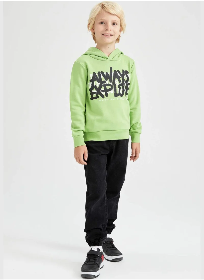 DeFacto Boy Regular Fit Hooded Long Sleeve Knitted Sweatshirt