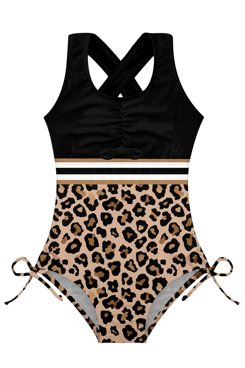 BFUSTYLE Leopard Bathing Suit for Girls One Piece Swimsuit 8-9 Years Sleeveless Swimwear Size 8 Big Girls Beach Suits - Image 1