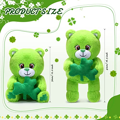 Kasyat St Patricks Day Bear Stuffed Animal with Shamrock 12 Inch Plush Bear Cute Stuffed Bear Plushie Shamrock Lover Birthday St Patricks Day Party Favor Gifts - Image 5