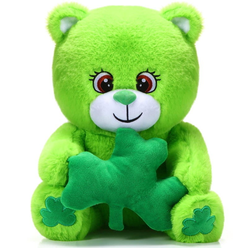 Kasyat St Patricks Day Bear Stuffed Animal with Shamrock 12 Inch Plush Bear Cute Stuffed Bear Plushie Shamrock Lover Birthday St Patricks Day Party Favor Gifts - Image 3