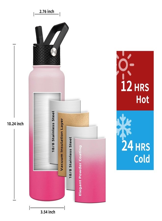 YONICOER Insulated Water Bottle 40oz,Triple Wall Vacuum Stainless Steel(Dishwasher Safe),Leak Proof & Non-BPA,Flask Jug with Paracord Handle & Straw Spout Lids Sports Sakura - Image 2
