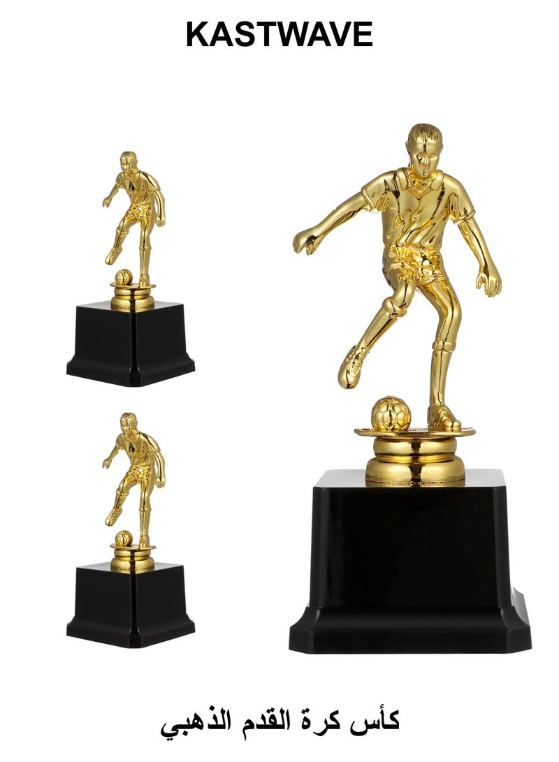 KASTWAVE Gold Soccer Trophy, 3 Pcs Small Gold Soccer Trophies for Team Award Ceremonies, Championship Games, Sports Competitions, Athlete Trophy Cup for Team Award Ceremonies (7.5*7.5*16.5 cm) - Image 1