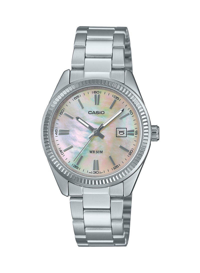 CASIO Mother Of Pearl Dial Analog Stainless Steel Ladies Watch LTP-1302DS-4A
