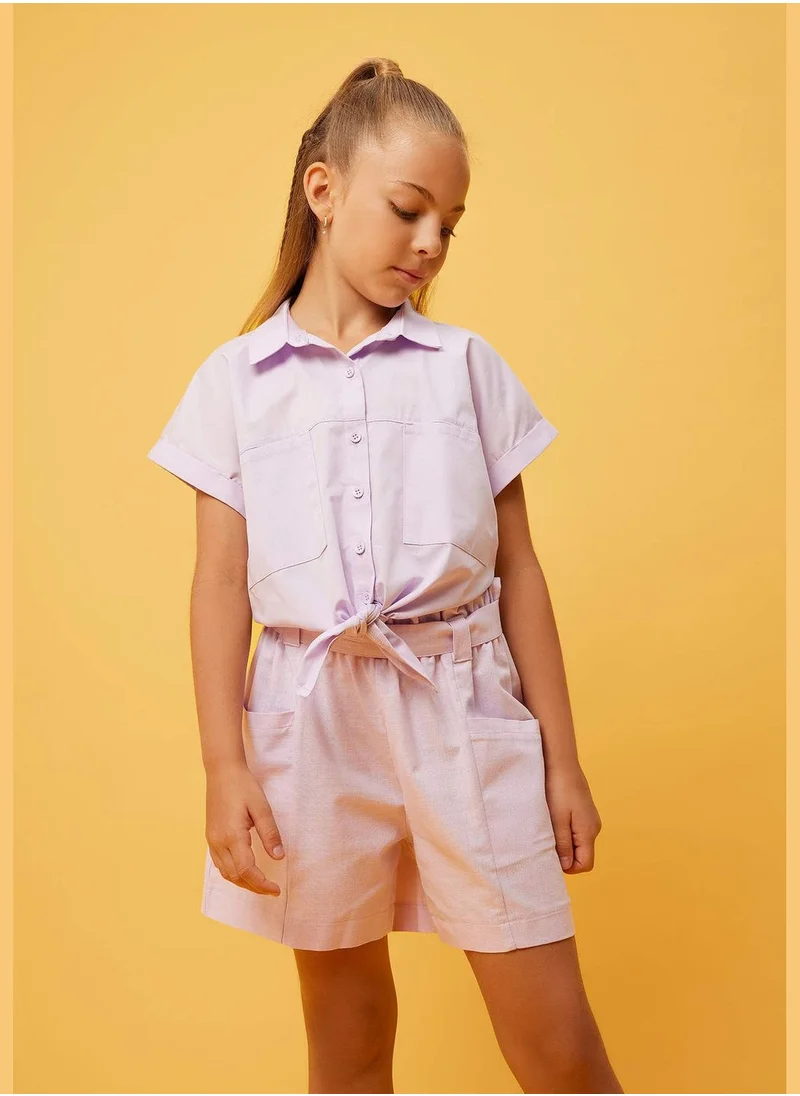 ديفاكتو Girl Woven Short Sleeve Shirt