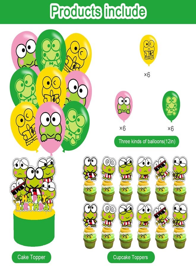 karg Keroppi Party Decorations Set,Keroppi Birthday Party Supplies for Frog of KeroppiIncludes Birthday Banner,Cake & Cupcake Toppers,Balloons for Kids - Image 3