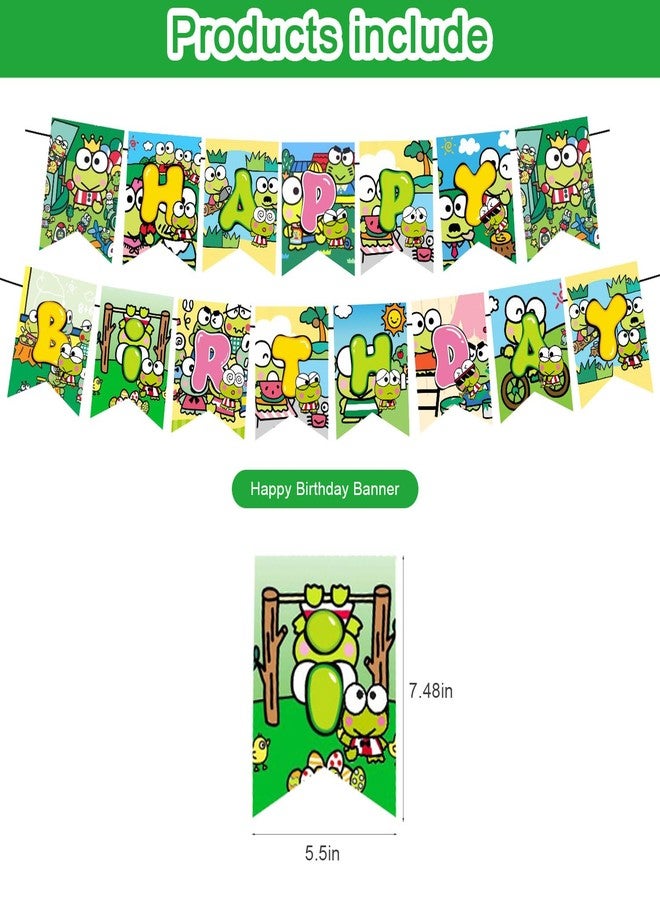 karg Keroppi Party Decorations Set,Keroppi Birthday Party Supplies for Frog of KeroppiIncludes Birthday Banner,Cake & Cupcake Toppers,Balloons for Kids - Image 2