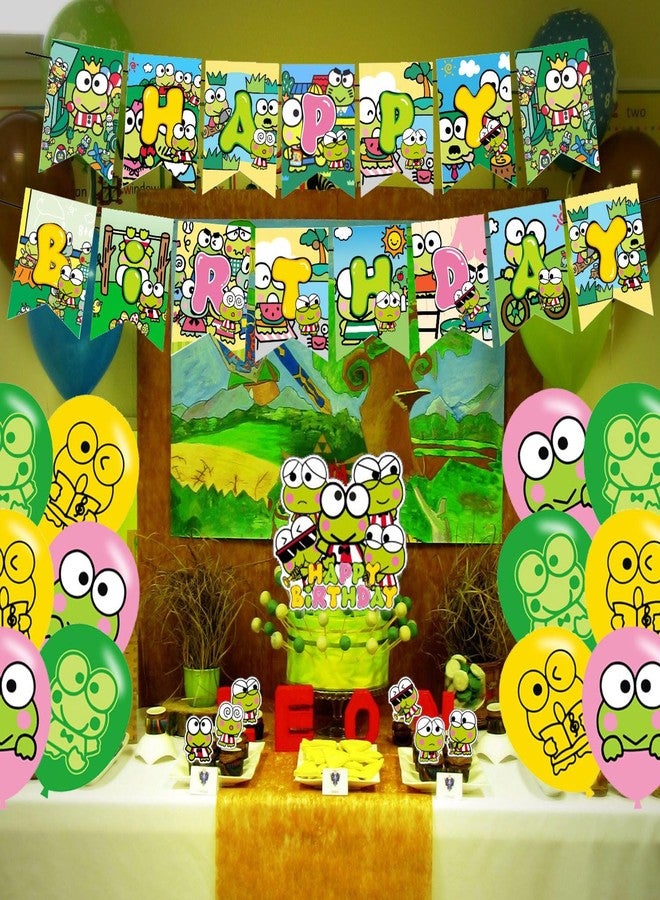 karg Keroppi Party Decorations Set,Keroppi Birthday Party Supplies for Frog of KeroppiIncludes Birthday Banner,Cake & Cupcake Toppers,Balloons for Kids - Image 5