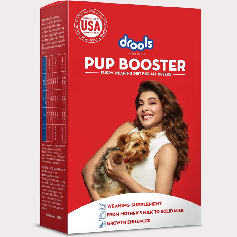 Drools Pup Booster - Puppy Weaning Diet Powder Dog Food For All Breeds, Milk Flavour, 300g - Image 1