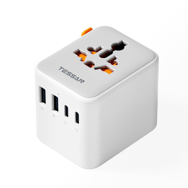 تيسان TESSAN Universal Travel Adapter, Worldwide Plug with 2 USB A and 2 USB C - Image 1