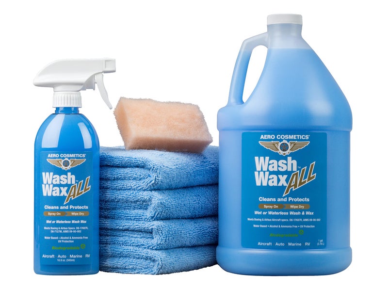 AERO COSMETICS Wet or Waterless Wash Wax Kit 144oz UV Protection. Cleans, Protects, and Shines. Aircraft Quality Just Spray On and Wipe Dry - Image 1