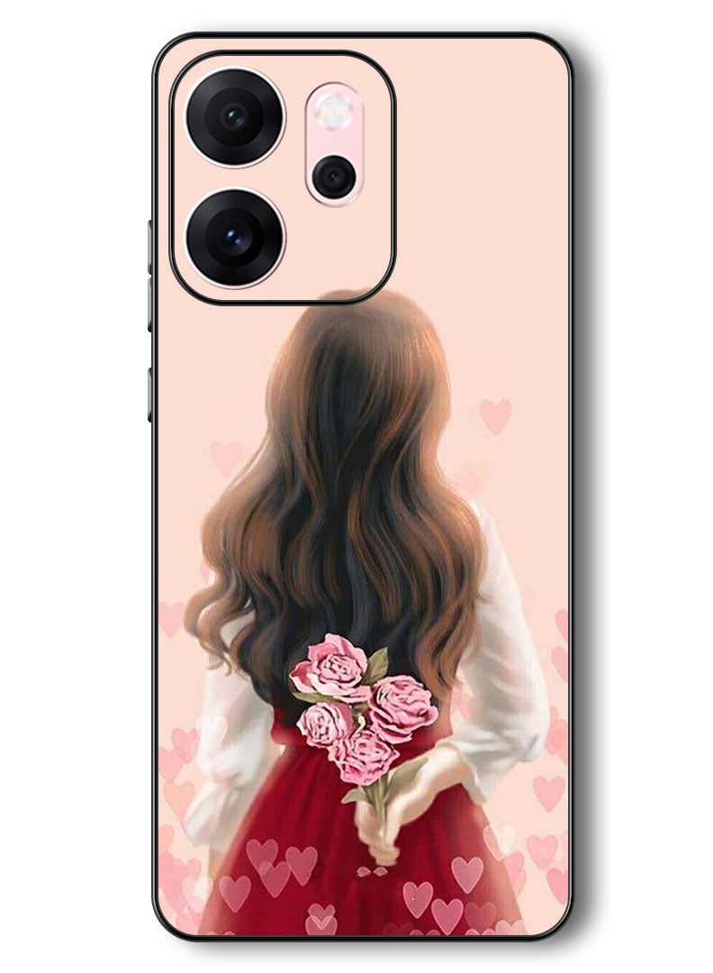 Theodor Case Compatible with Oppo Reno 14 F 6.57 Inch Protection Shockproof Bumper Cover Girl Hiding Flowers - Image 1