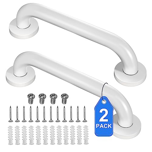 Gotega 2 Pack Shower Grab Bar Stainless Steel Bathroom Grab Bar Grab Bars for Handicap Elderly Seniors Bathroom Safety Grab Bar 12 InchWhite - Image 1