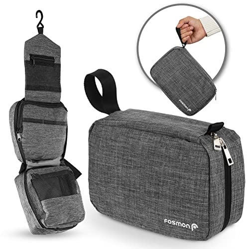 Fosmon Hanging Travel Toiletry Bag, Compact Toiletries Organizer, Cosmetic Makeup Portable Bag, Shower Bathroom Shaving kit, Hygiene Water-Resistant Carrying Travel Accessories for Men and Women - Image 1