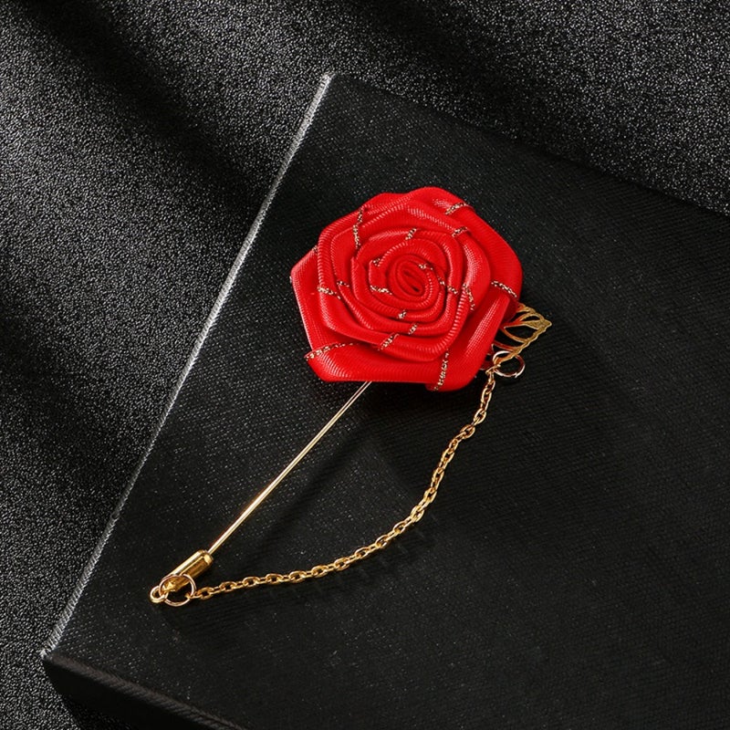 Korean anti-exposure buckle fabric rose brooch one-pin cardigan neckline pin small collar buckle sweater  coat - Image 3
